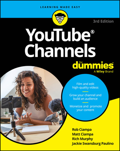 YouTube Channels For Dummies book cover by Rob Ciampa, Matt Ciampa, Rich Murphy, Jackie Swansburg Paulino