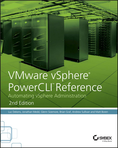 VMware vSphere PowerCLI Reference: Automating vSphere Administration book cover by Luc Dekens, Jonathan Medd, Glenn Sizemore, Brian Graf, Andrew Sullivan, Matt Boren