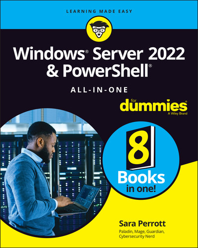 Windows Server 2022 & PowerShell All-in-One For Dummies book cover by Sara Perrott