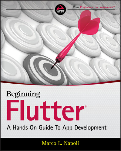 Beginning Flutter: A Hands On Guide to App Development book cover by Marco L. Napoli