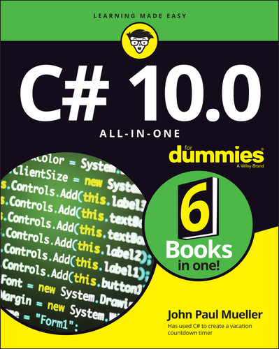 C# 10.0 All-in-One For Dummies book cover by John Paul Mueller