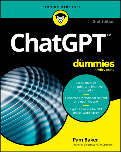 ChatGPT For Dummies book cover by Pam Baker
