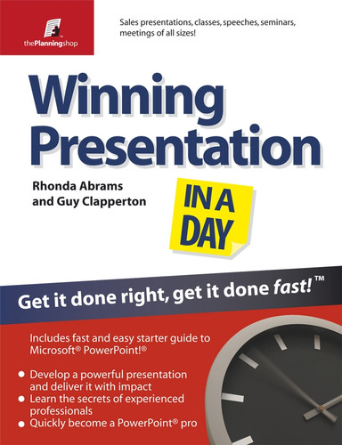 Winning Presentation in a Day: Get It Done Right, Get It Done Fast! (The Planning Shop Series) book cover by Rhonda Abrams, Guy Clapperton