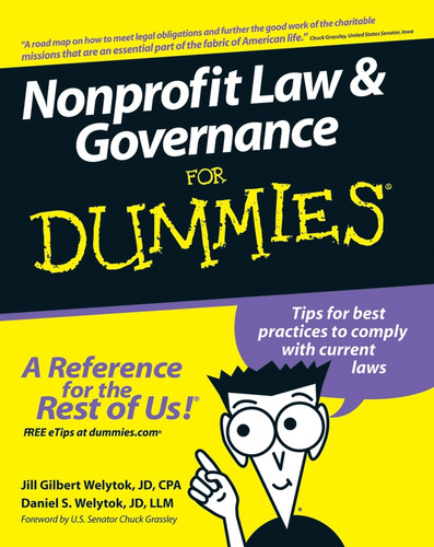 Nonprofit Law and Governance For Dummies book cover by Jill Gilbert Welytok, Daniel S. Welytok