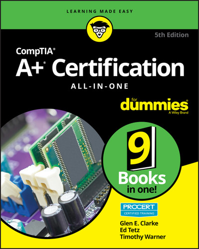CompTIA A+ Certification All-in-One For Dummies book cover by Glen E. Clarke, Edward Tetz, Timothy L. Warner