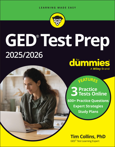 GED Test Prep 2025/2026 For Dummies: Book + 3 Practice Tests Online book cover by Tim Collins