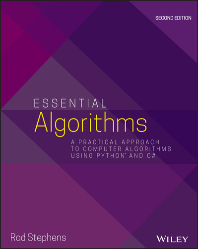 Essential Algorithms: A Practical Approach to Computer Algorithms Using Python and C# book cover by Rod Stephens