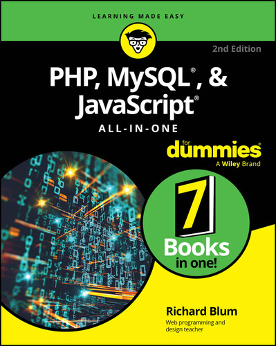 PHP, MySQL, & JavaScript All-In-One For Dummies book cover by Richard Blum