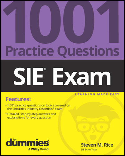 SIE Exam: 1001 Practice Questions For Dummies book cover by Steven M. Rice