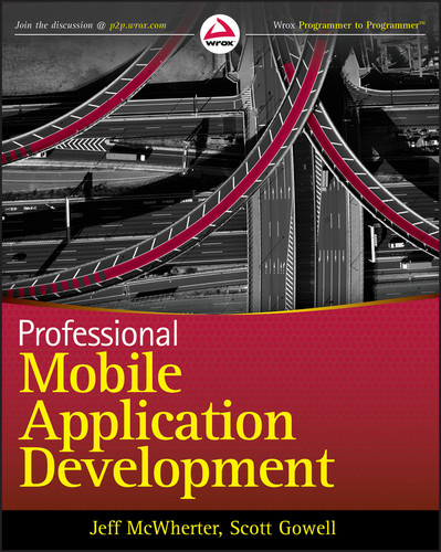 Professional Mobile Application Development book cover by Jeff McWherter, Scott Gowell