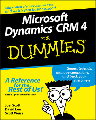 Microsoft Dynamics CRM 4 For Dummies book cover by Joel Scott, David Lee, Scott Weiss