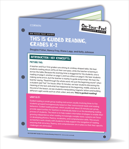 On-Your-Feet Guide: This Is Guided Reading, Grades K-2 (Corwin Literacy) book cover by Douglas Fisher, Nancy Frey, Diane Lapp, Kelly Johnson