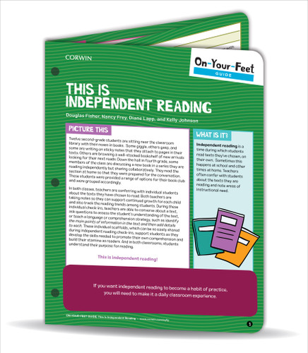 On-Your-Feet Guide: This Is Independent Reading (Corwin Literacy) book cover by Douglas Fisher, Nancy Frey, Diane Lapp, Kelly Johnson