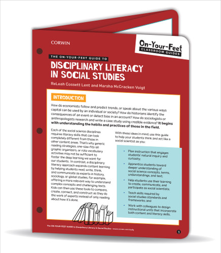 The On-Your-Feet Guide to Disciplinary Literacy in Social Studies (On-Your-Feet-Guides) book cover by ReLeah Cossett Lent, Marsha McCracken Voigt