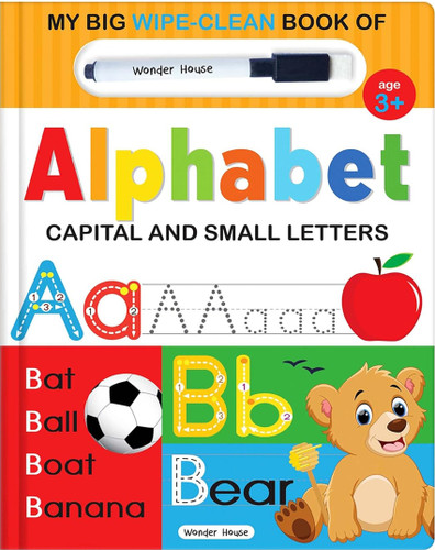 My Big Wipe And Clean Book of Alphabet for Kids : Capital And Small Letters book cover by Wonder House Books