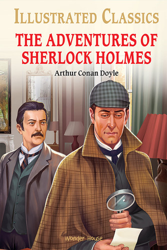 Adventures of Sherlock Holmes : Illustrated Abridged Children Classic English Novel with Review , The book cover by Sir Arthur Conan Doyle