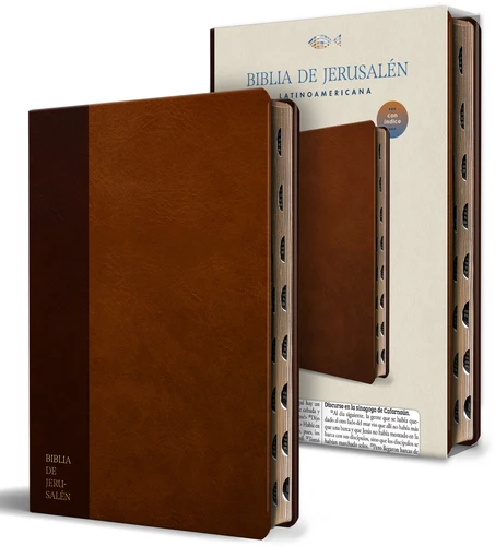 Biblia Católica Biblia de Jerusalén Latinoamericana símil piel marrón con índice / Spanish Catholic Jerusalem Bible, Brown Leathersoft with Index book cover by Biblia de Jerusalén