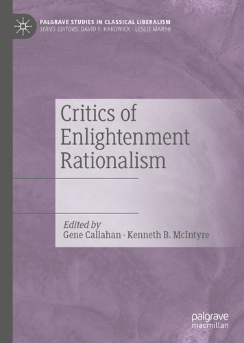 Critics of Enlightenment Rationalism (Palgrave Studies in Classical Liberalism) book cover by 