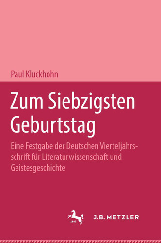Zum Siebzigsten Geburtstag book cover by Paul Kluckhohn