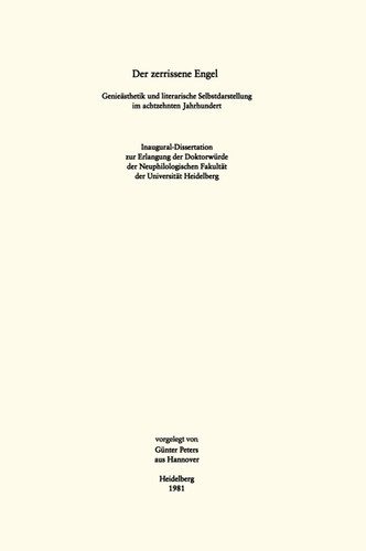 Der zerrissene Engel book cover by Günter Peters
