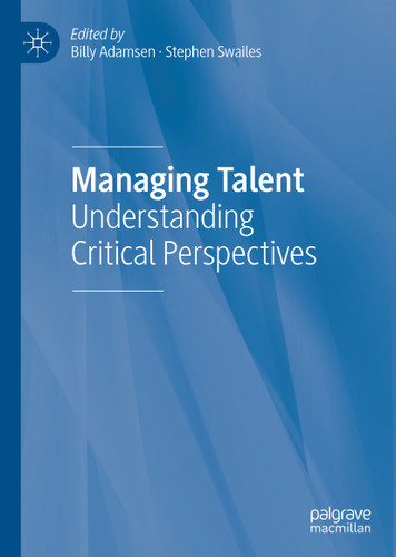 Managing Talent: Understanding Critical Perspectives book cover by 
