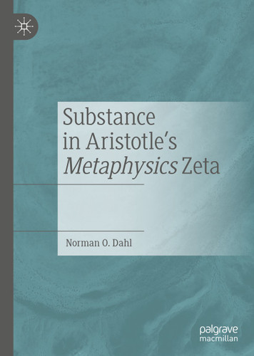 Substance in Aristotle's Metaphysics Zeta book cover by Norman O. Dahl