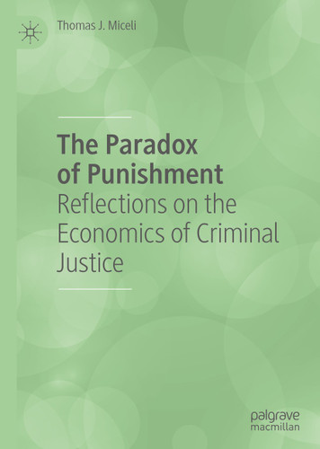 The Paradox of Punishment: Reflections on the Economics of Criminal Justice book cover by Thomas J. Miceli