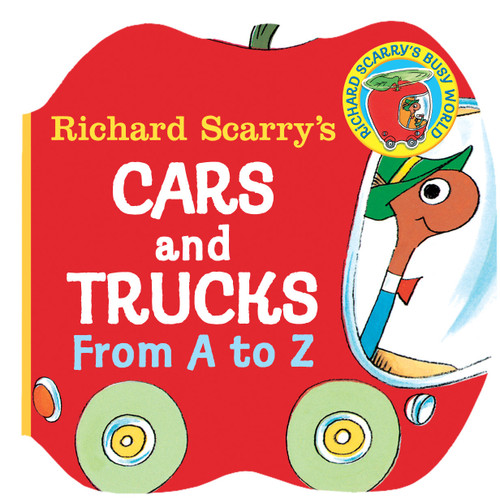Richard Scarry's Cars and Trucks from A to Z (Shaped Board Book) book cover by Richard Scarry