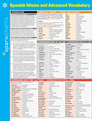Spanish Idioms and Advanced Vocabulary SparkCharts (SparkCharts #64) book cover by SparkNotes