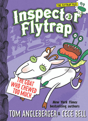 Inspector Flytrap in The Goat Who Chewed Too Much (Inspector Flytrap #3) book cover by Tom Angleberger