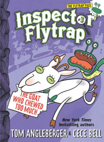 Inspector Flytrap in The Goat Who Chewed Too Much (Inspector Flytrap #3) book cover by Tom Angleberger