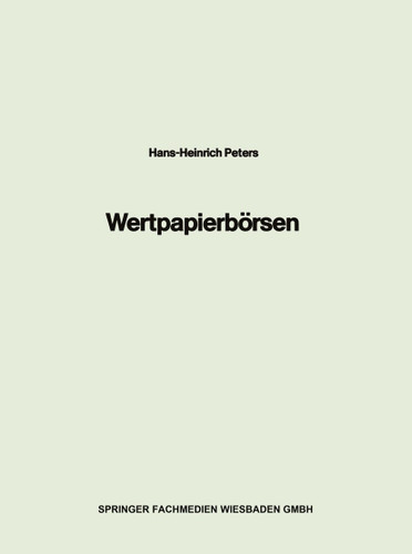 Wertpapierbörsen book cover by Hans Heinrich Peters