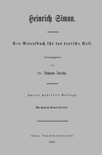 Heinrich Simon: Ein Gedenkbuch für das deutsche Volk book cover by 
