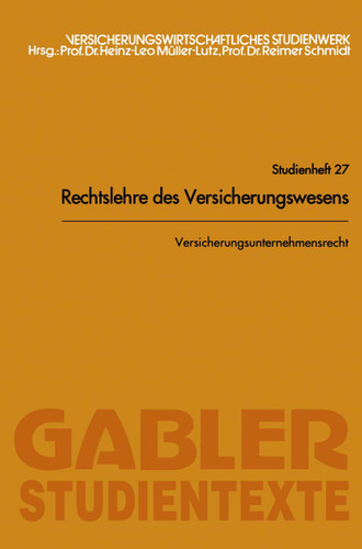 Versicherungsunternehmensrecht book cover by Reimer Schmidt