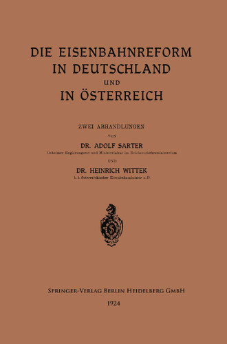 Die Eisenbahnreform in Deutschland und in Österreich book cover by Adolf Sarter, Heinrich Ferd... Carl von Wittek