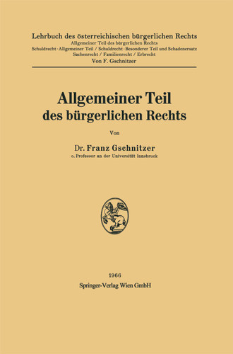 Allgemeiner Teil des bürgerlichen Rechts book cover by Franz Gschnitzer