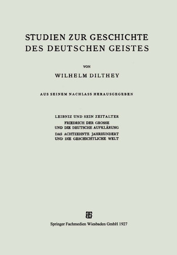 Studien zur Geschichte des Deutschen Geistes book cover by Wilhelm Dilthey