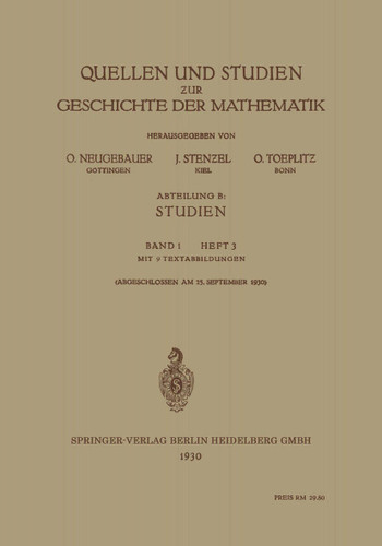 Quellen und Studien zur Geschichte der Mathematik book cover by O. Neugebauer, Julius Stenzel, Otto Toeplitz