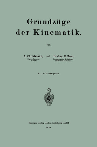Grundzüge der Kinematik book cover by Arthur Christmann, Herbert Baer