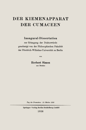 Der Kiemenapparat der Cumaceen: Inaugural-Dissertation book cover by Herbert Simon