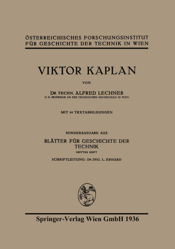 Viktor Kaplan book cover by Alfred Lechner, Viktor Kaplan