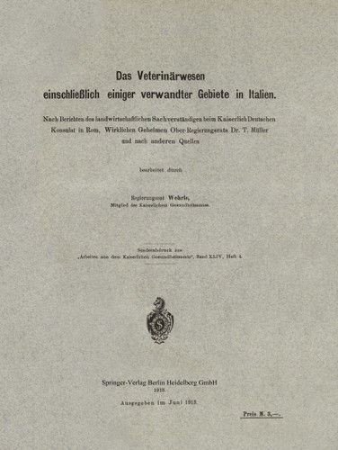 Das Veterinärwesen einschließlich einiger verwandter Gebiete in Italien book cover by Klaus Wehrle