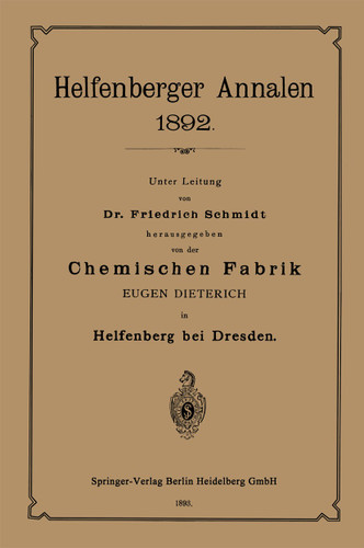 Chemischen Fabrik (Helfenberger Annalen 1892) book cover by Eugen Dieterich, Friedrich Schmidt