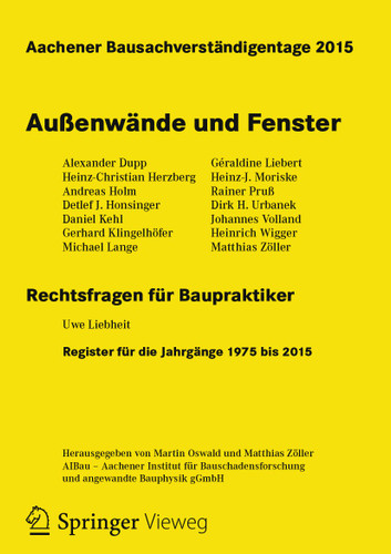 Aachener Bausachverständigentage 2015: Außenwände und Fenster book cover by 