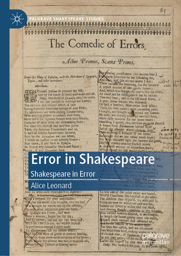 Error in Shakespeare: Shakespeare in Error (Palgrave Shakespeare Studies) book cover by Alice Leonard
