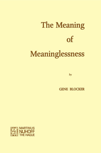 The Meaning of Meaninglessness book cover by G. Blocker