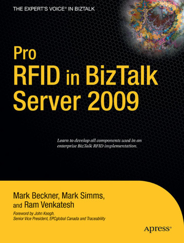 Pro RFID in BizTalk Server 2009 book cover by Mark Simms, Mark Beckner, Ram Venkatesh