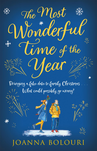 The Most Wonderful Time of the Year: a hilarious fake-dating, enemies-to-lovers romance book cover by Joanna Bolouri