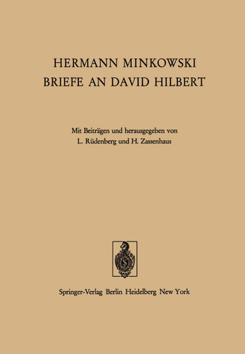 Hermann Minkowski Briefe an David Hilbert book cover by H. Minkowski