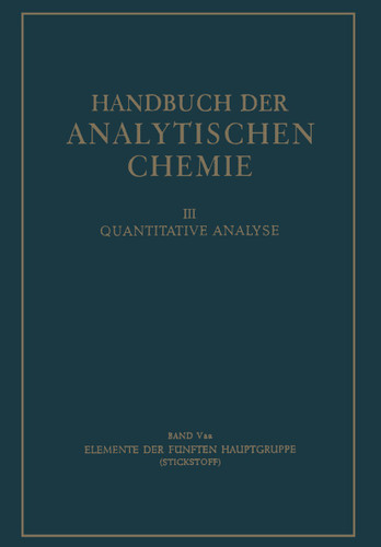 Elemente der fünften Hauptgruppe: Stickstoff (Handbuch der analytischen Chemie Handbook of Analytical Chemistry #5aα) book cover by Wolfgang Leithe
